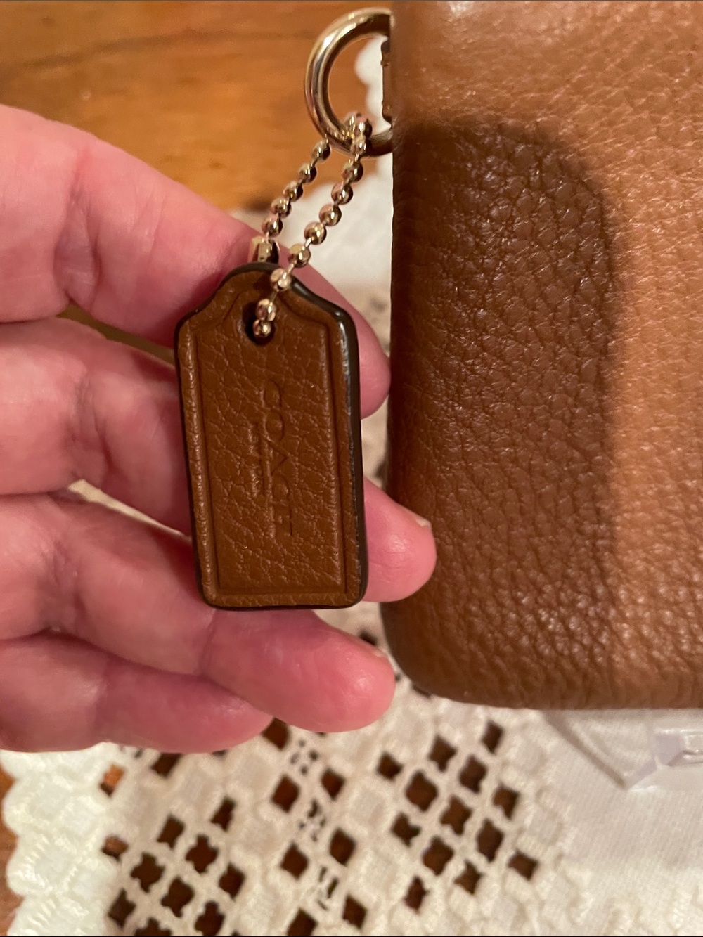 Coach Brown Pebbled Leather Zip Pouch - Picture 2 of 6